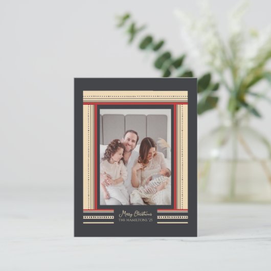 華やかなリボン縁どアフクリスマス シーズンカード (スタンド正面)