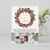 華やかなリースフェスティバル金ゴールド写真クリスマス 箔シーズンカード (立ち正面)