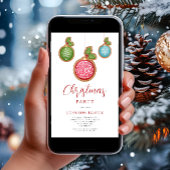 華やかなレッド・ボールのクリスマスパーティー 招待状