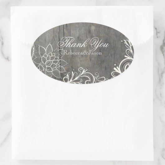 華やかなレースの木の国の結婚式感謝していあなた 楕円形シール (バッグ)