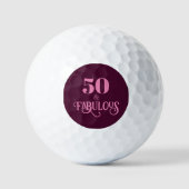 華やかなワインレッドの50歳の誕生日 ゴルフボール (正面)