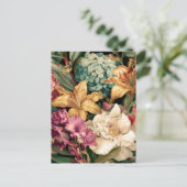 華やかなヴィンテージの花の寄せ植え ポストカード (スタンド正面)