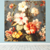 華やかなヴィンテージの花の配置 キャンバスプリント (インサイチュ (ウッドフロア))