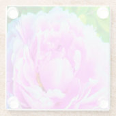華やかな八重のピンクの芍薬の花のディテール ガラスコースター (裏面)