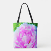 華やかな八重のピンクの芍薬の花のディテール トートバッグ (裏面)