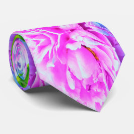 華やかな八重のピンクの芍薬の花のディテール ネクタイ