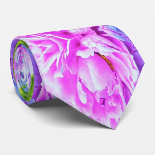 華やかな八重のピンクの芍薬の花のディテール ネクタイ (ロール)