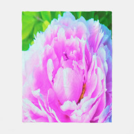 華やかな八重のピンクの芍薬の花のディテール フリースブランケット