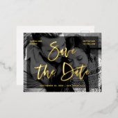 華やかな台本 |オーバーレイと写真の日付を保存 箔招待状ポストカード (正面/裏面)