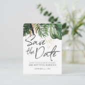 華やかな夏のグリーン ウェディング | Save the Date 案内ポストカード (スタンド正面)