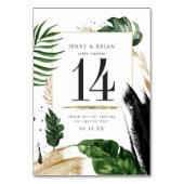 華やかな夏の結婚緑のテーブル番号 テーブルナンバー (裏面)