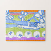 華やかな少女を取り巻く青い蝶 ジグソーパズル (横)