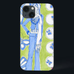 華やかな少女を取り巻く青い蝶 iPhone 13ケース<br><div class="desc">青い蝶は華のまわりにやかな女の子を取り囲むチャリリア・ザリスによるこの作品に浮かぶ。明るい色の型枠このプリントの背景は、この作品にいくつかのハンサムな色合いを追加。コピーを取れ！</div>
