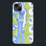 華やかな少女を取り巻く青い蝶 iPhone 13ケース<br><div class="desc">青い蝶は華のまわりにやかな女の子を取り囲むチャリリア・ザリスによるこの作品に浮かぶ。明るい色の型枠このプリントの背景は、この作品にいくつかのハンサムな色合いを追加。コピーを取れ！</div>