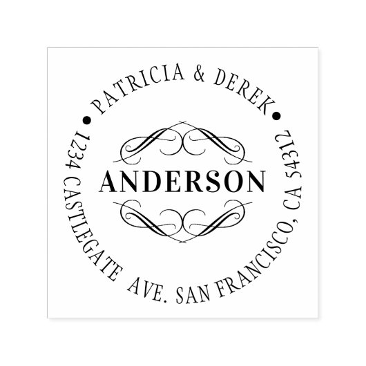 華やかな差出人住所 セルフインキングスタンプ (デザイン)