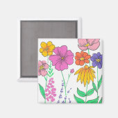華やかな幻想的な花の絵 マグネット (正面/裏面)