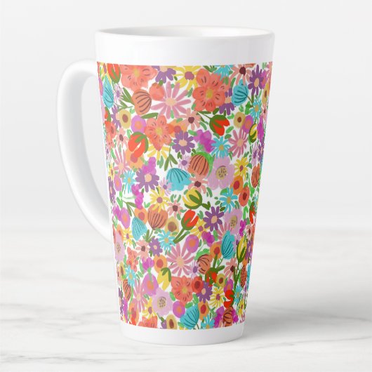 華やかな庭の花盛り カフェラテマグ (左アングル)