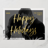 華やかな挨拶 |ダークオーバーレイとフォト 箔シーズンポストカード (正面)