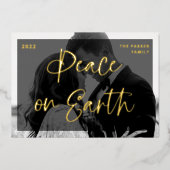 華やかな挨拶 |ダークオーバーレイと2枚の写真 箔シーズンカード (正面)