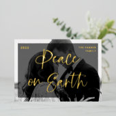 華やかな挨拶 |ダークオーバーレイと2枚の写真 箔シーズンカード (立ち正面)