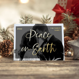 華やかな挨拶 |ダークオーバーレイと2枚の写真 箔シーズンカード