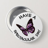 華やかな日のバタフライボタンを持つ 缶バッジ (正面&裏面)