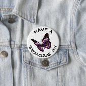 華やかな日のバタフライボタンを持つ 缶バッジ (インサイチュ)