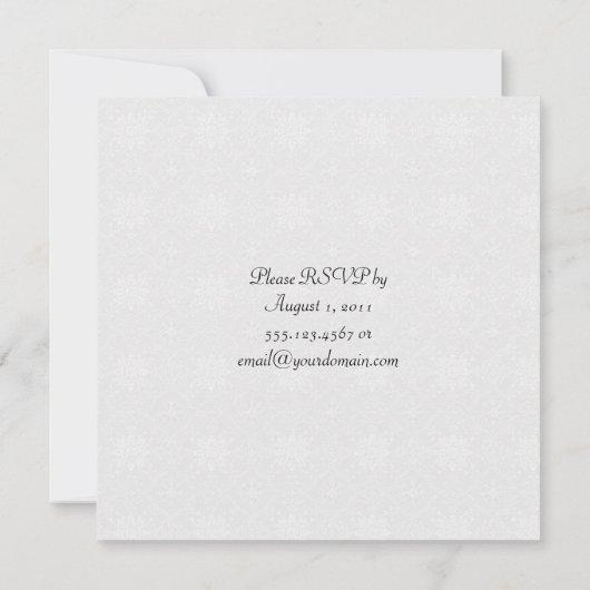 華やかな明るい紫と銀の結婚式後 招待状 (裏面)