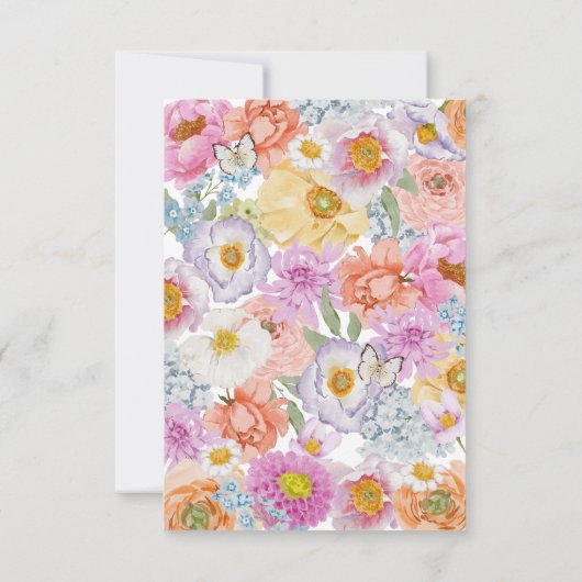 華やかな明るい花のRSVPカード 出欠カード (裏面)