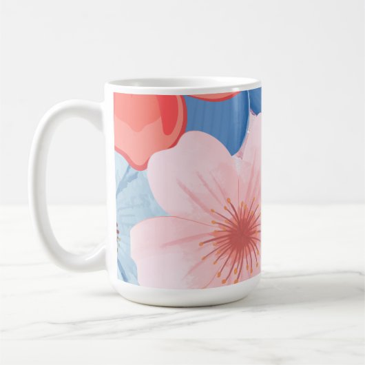 華やかな春の植物画 フラワースープマグ コーヒーマグカップ (左)