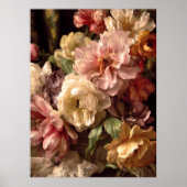華やかな春の芍薬のヴィンテージアレンジメント ポスター (正面)