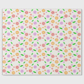 華やかな春の花と葉 ラッピングペーパー (フラット)