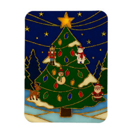 華やかな森のクリスマスクロワゾネ アート マグネット