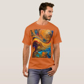 華やかな油と水抽象芸術最高傑作Tシャツ Tシャツ (正面フル)