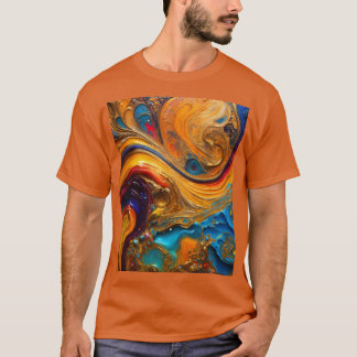 華やかな油と水抽象芸術最高傑作Tシャツ Tシャツ
