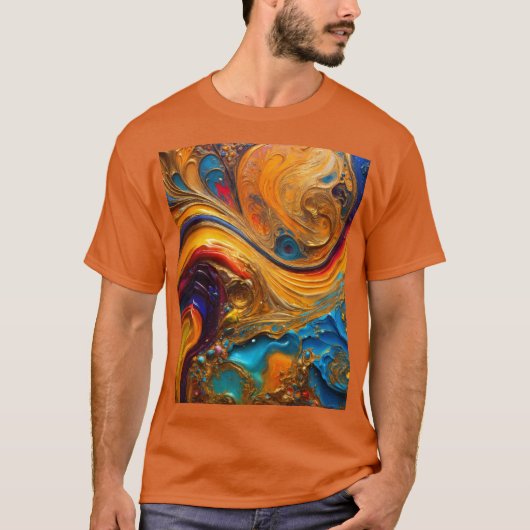 華やかな油と水抽象芸術最高傑作Tシャツ Tシャツ (正面)