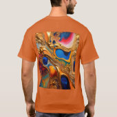 華やかな油と水抽象芸術最高傑作Tシャツ Tシャツ (裏面)