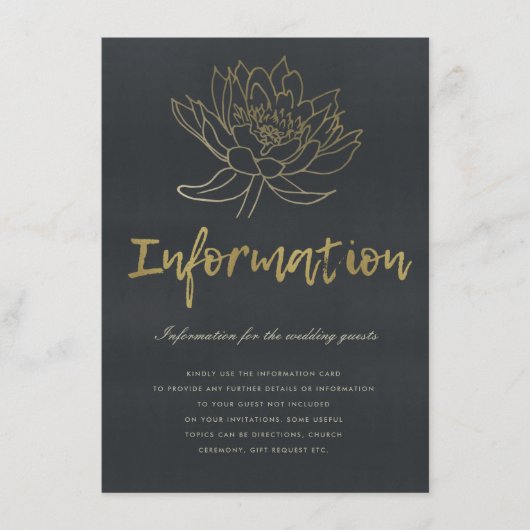 華やかな淡い色の金ゴールドブルーブラックロータス情報 エンクロージャーカード (正面)
