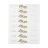 華やかな淡い色の金ゴールド白蓮フローラモノグラム ラップアラウンド宛名ラベル (シート)