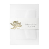 華やかな淡い色の金ゴールド白蓮フローラモノグラム 招待状ベリーバンド (正面例)