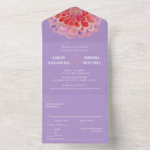 華やかな百日菊の紫色の夏の結婚式 オールインワン招待状 (内側)