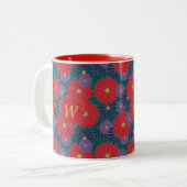 華やかな秋の花柄マグカップ ツートーンマグカップ (正面左)