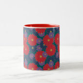 華やかな秋の花柄マグカップ ツートーンマグカップ (中央)