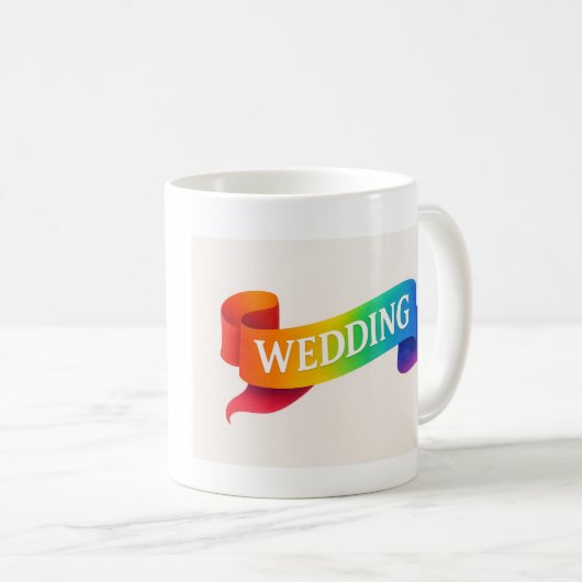 華やかな結婚式のお祝いリボン コーヒーマグカップ (正面右)
