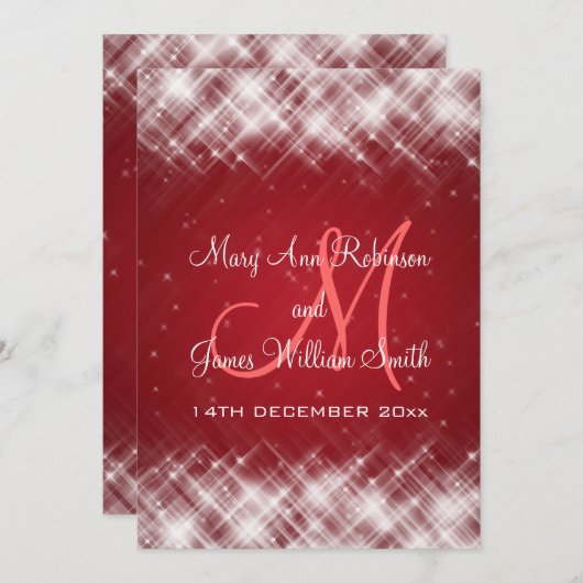 華やかな結婚式の華やかな火花が赤く 招待状 (正面/裏面)