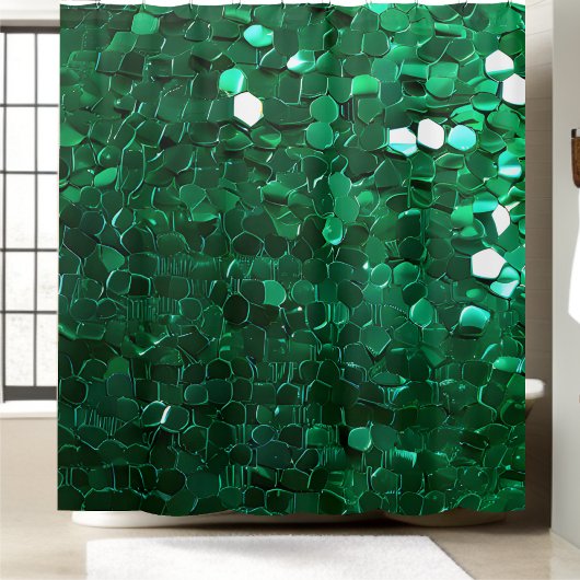 華やかな緑のシークインシャワーカーテン シャワーカーテン