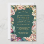 華やかな緑の金ゴールドきらめく花キンセアニェラ 招待状 (正面)