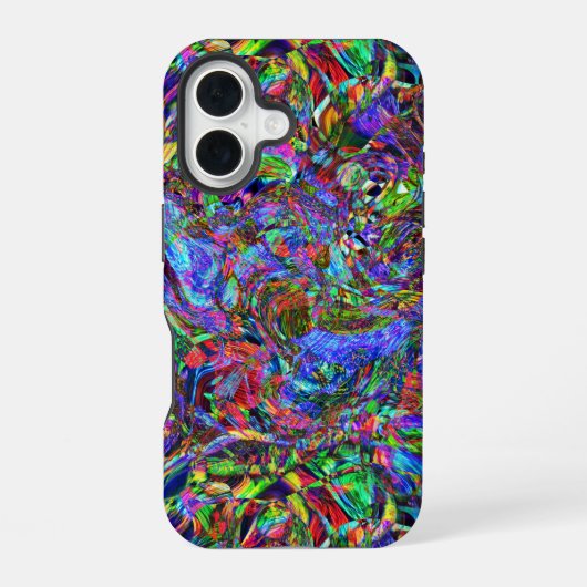華やかな色の抽象芸術 iPhone 16ケース (裏面)