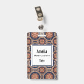 華やかな花と星の形の模様 バッジ (裏面 （クリップ付）)