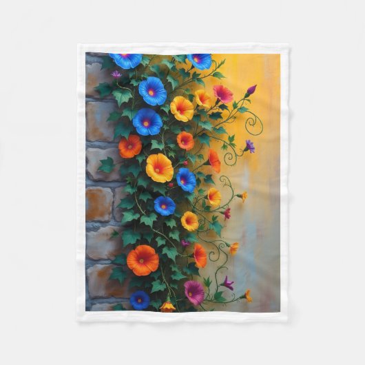華やかな花のツタのブランケット フリースブランケット (正面)